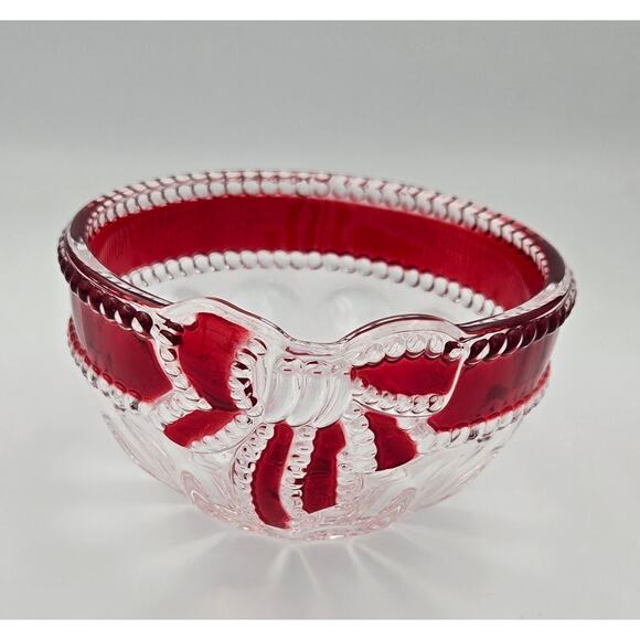 Mikasa Crystal CBM Ruby Ribbon 4.75 in Candy Dish 5114218 - Picture 1 of 8